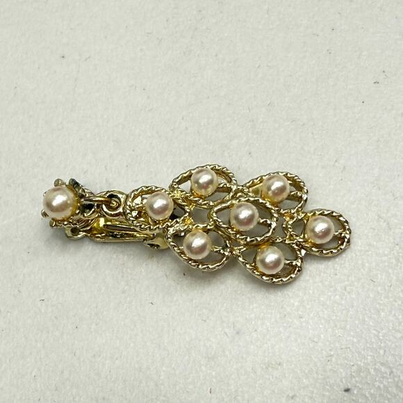 Vintage Camelot Collection Statement Brooch, Earrings gold tone faux pearls box - Picture 11 of 15